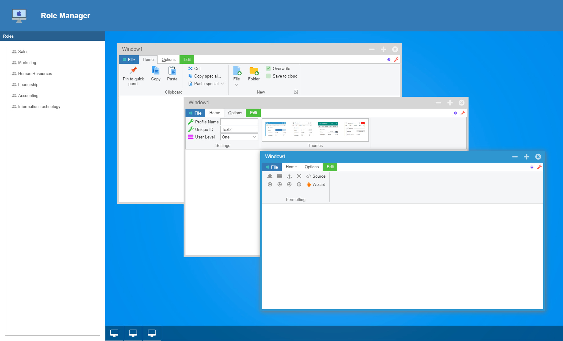 Desktop control embedded within a Page showing layout integration